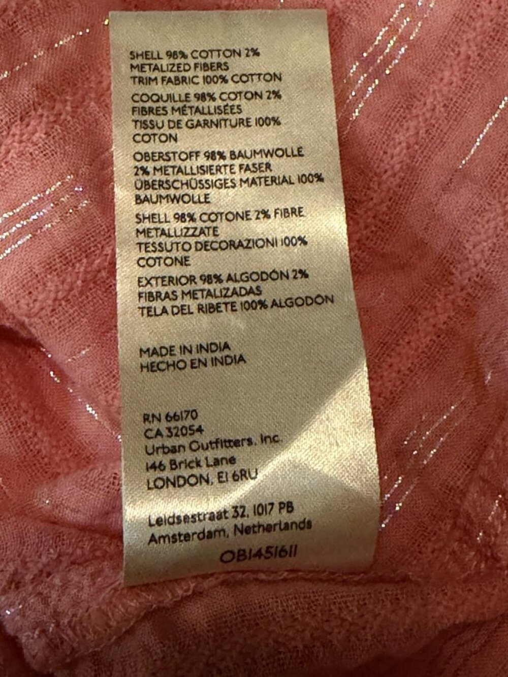 Pilcro Anthropologie Tavi Salmon Pink Metallic Thread Oversized Blouse SZ XS - Picture 6 of 8